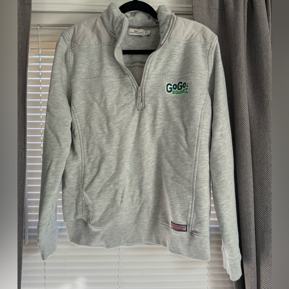 Vineyard Vines Gray Quarter Zip Pullover XL Go Go Squeeze embroidered logo